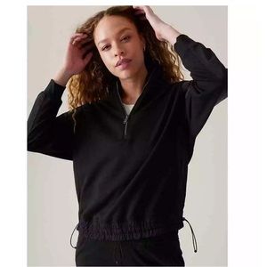 Athleta Triumph Hybrid Half Zip Sweatshirt L Black